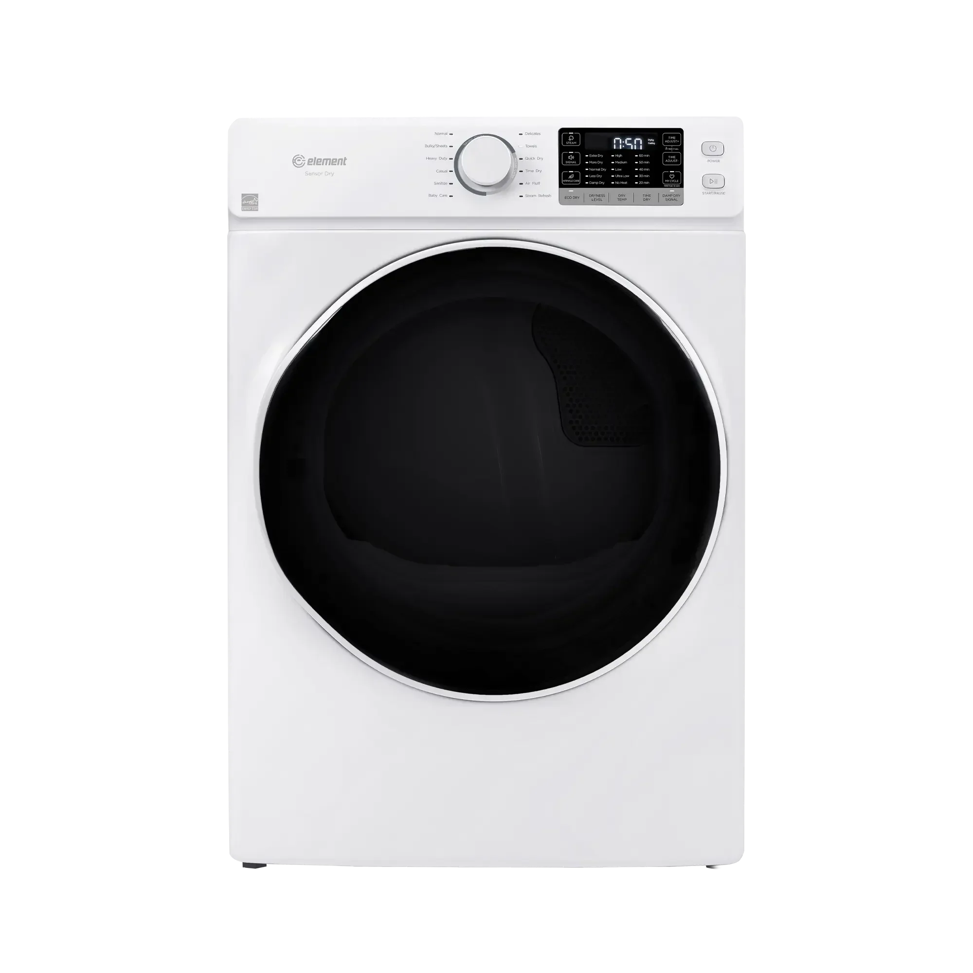 Luxury Element Electronics 8.0 cu. ft. Front Load Electric Dryer – White EFD8027EBW Classic