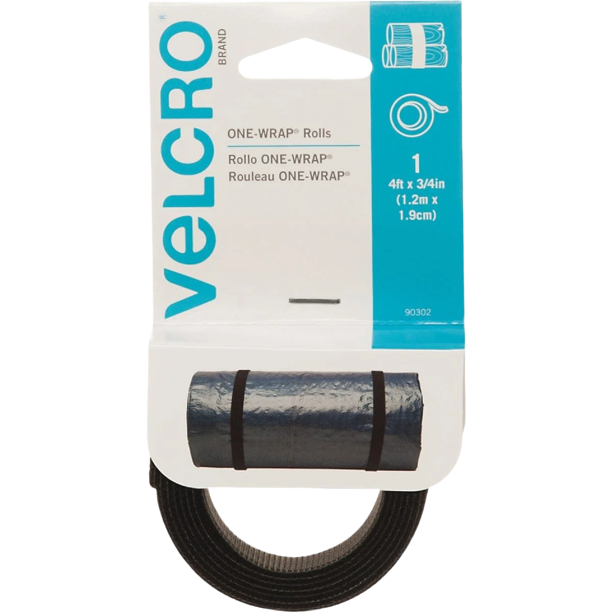Soft VELCRO Brand Black One Wrap Hook Loop Roll 3 4 in. x 4 ft. Practical