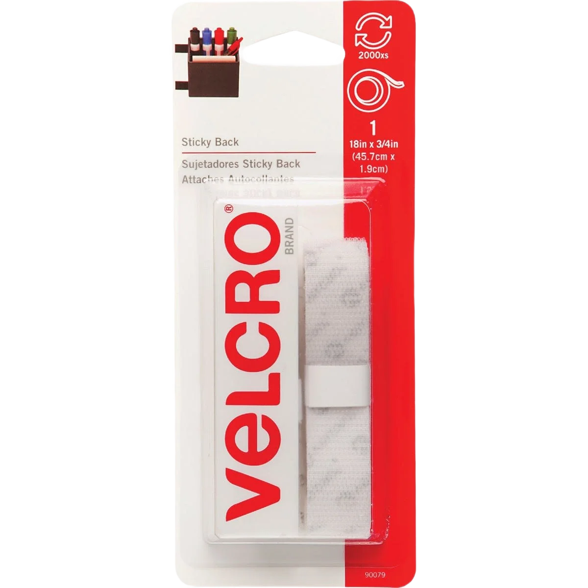 Enhanced VELCRO Brand White Hook Loop Roll 3 4 x 18 in. Classic