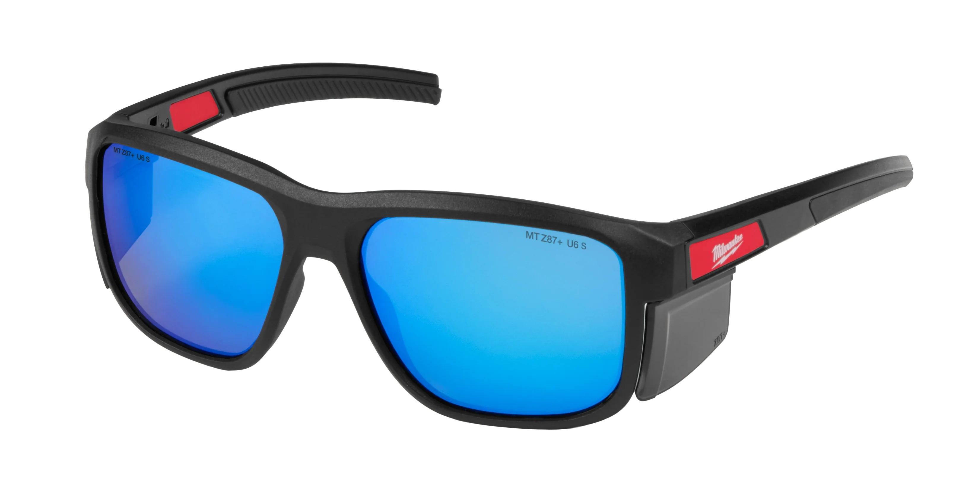 Classic Milwaukee Full Frame Safety Glasses w Removable Side Shields – Blue Mirrored Anti-Scratch Lenses Proven