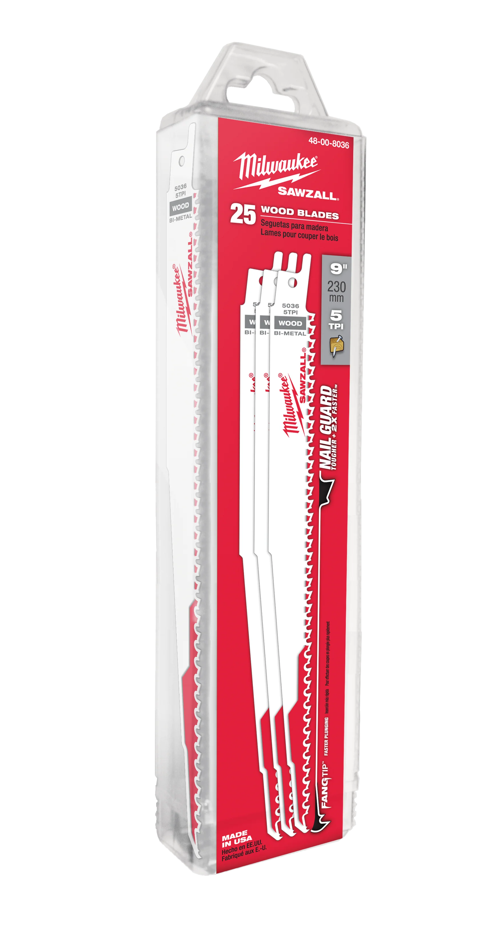 Clean Milwaukee 9 5 TPI SAWZALL® Blade for Wood w Nails 25-Pack Classic