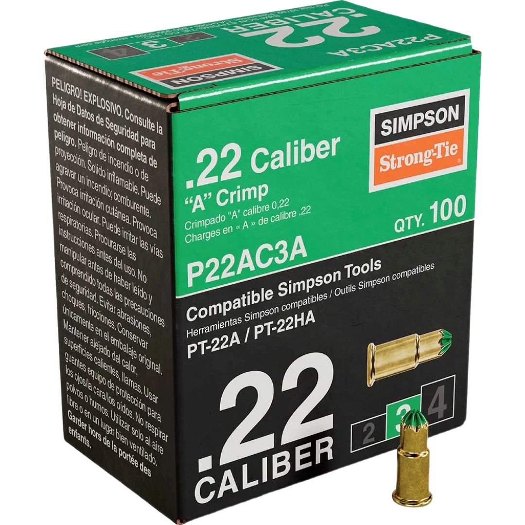 Clean Simpson Strong-Tie Green 0.22-Caliber Single-Shot A Crimp LVL 3 100 Shot Durable