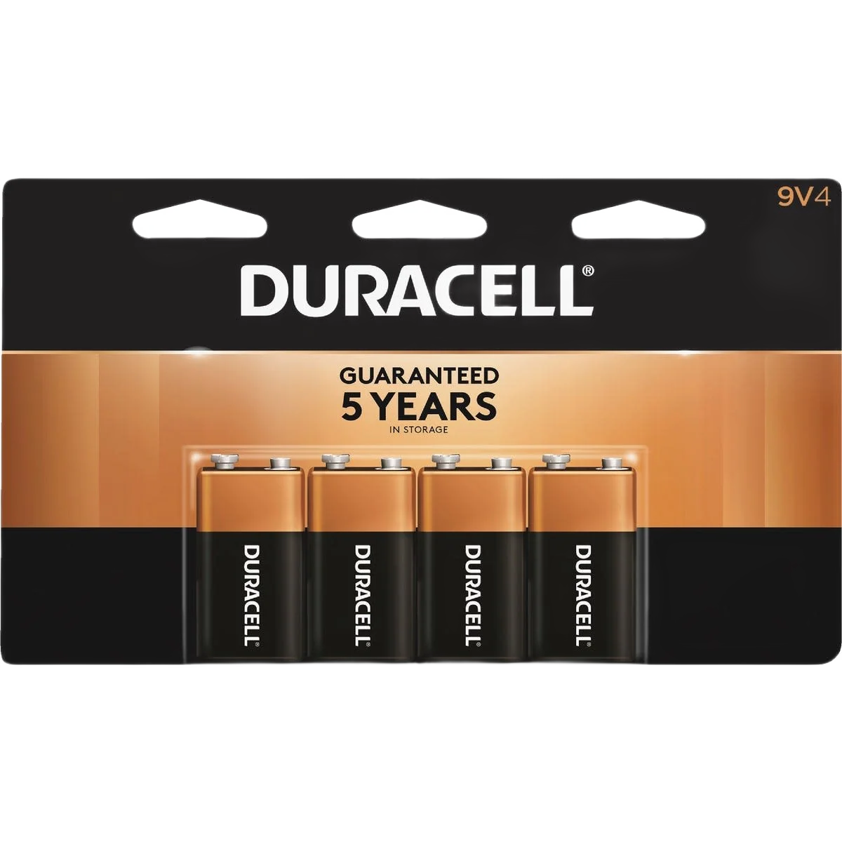 Powerful Duracell CopperTop 9V Alkaline Battery 4-Pack Green