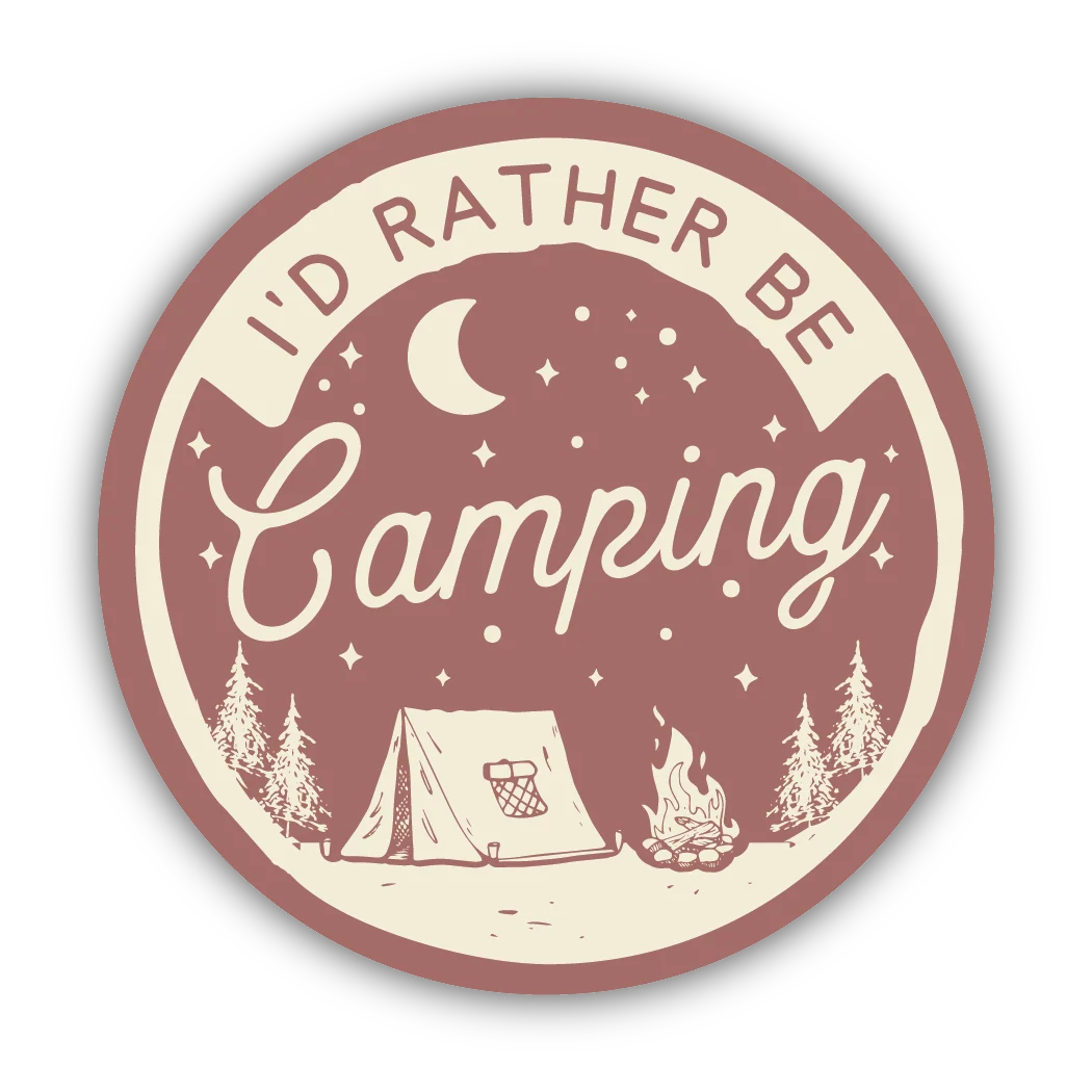 Authentic Stickers Northwest I’d Rather Be Camping Sticker Detailed