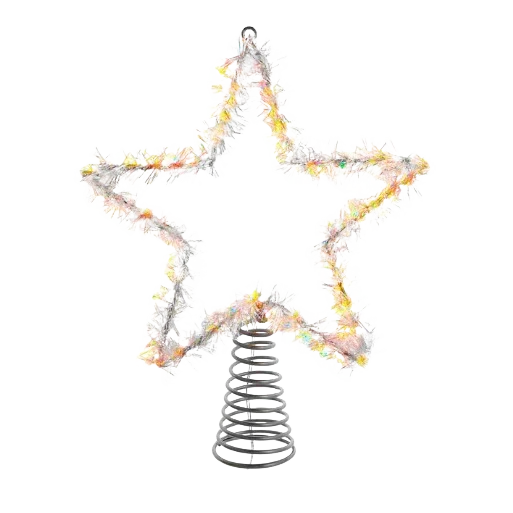 Efficient Kurt S. Adler Warm White Silver Tinsel Star Treetop 12.2 in. Premium Material