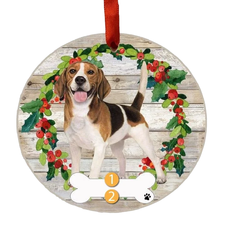 High-Quality E S Pets Personalized Beagle Wreath Ornament Clean