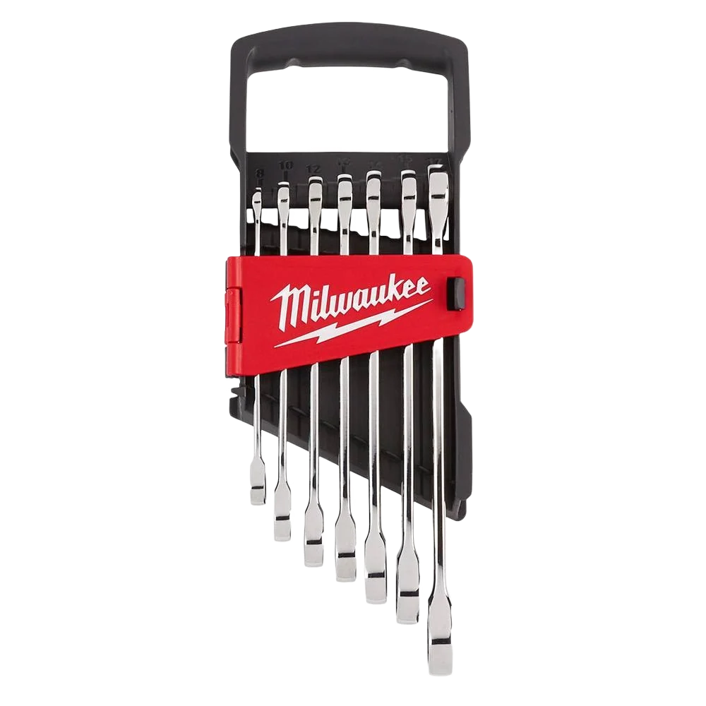 Lightweight Milwaukee 7-PC Ratcheting Combination Metric Wrench Set Fine