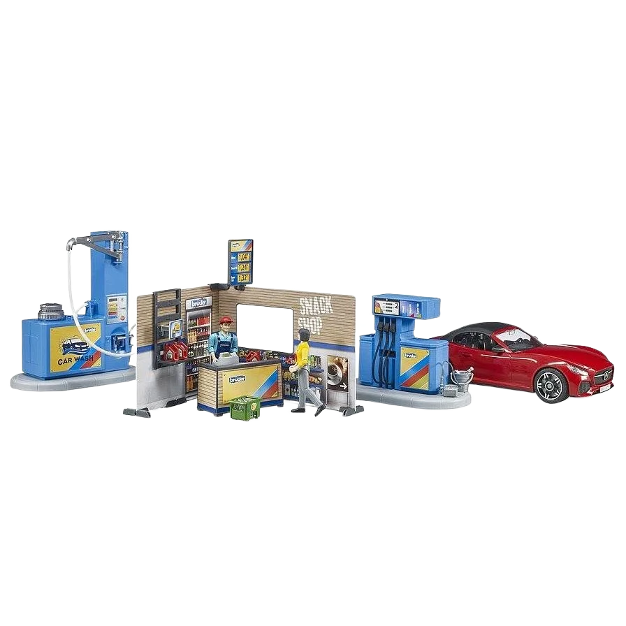 Powerful Bruder Bworld Gas Station with Car Wash Effective
