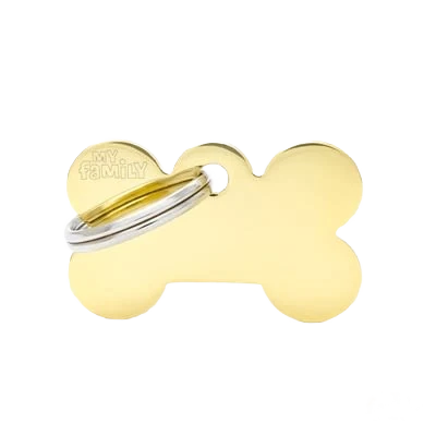 Proven MyFamily Small Gold Brass Bone ID Tag Optimized