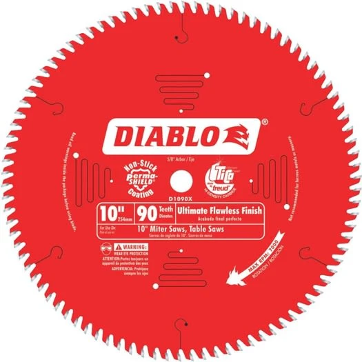 Fine Diablo 10-In. 90-Tooth Polished Finish Saw Blade Consistent