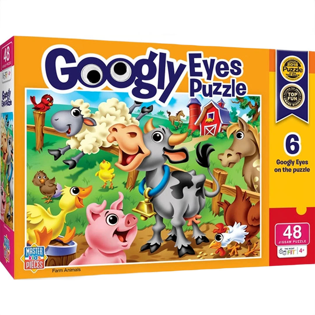 Durable MasterPieces Googly Eyes 48-Piece Farm Animals Kids Puzzle Soft
