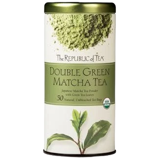 Official The Republic of Tea Organic Double Grean Matcha Tea Tin 50 Bags Next-Generation
