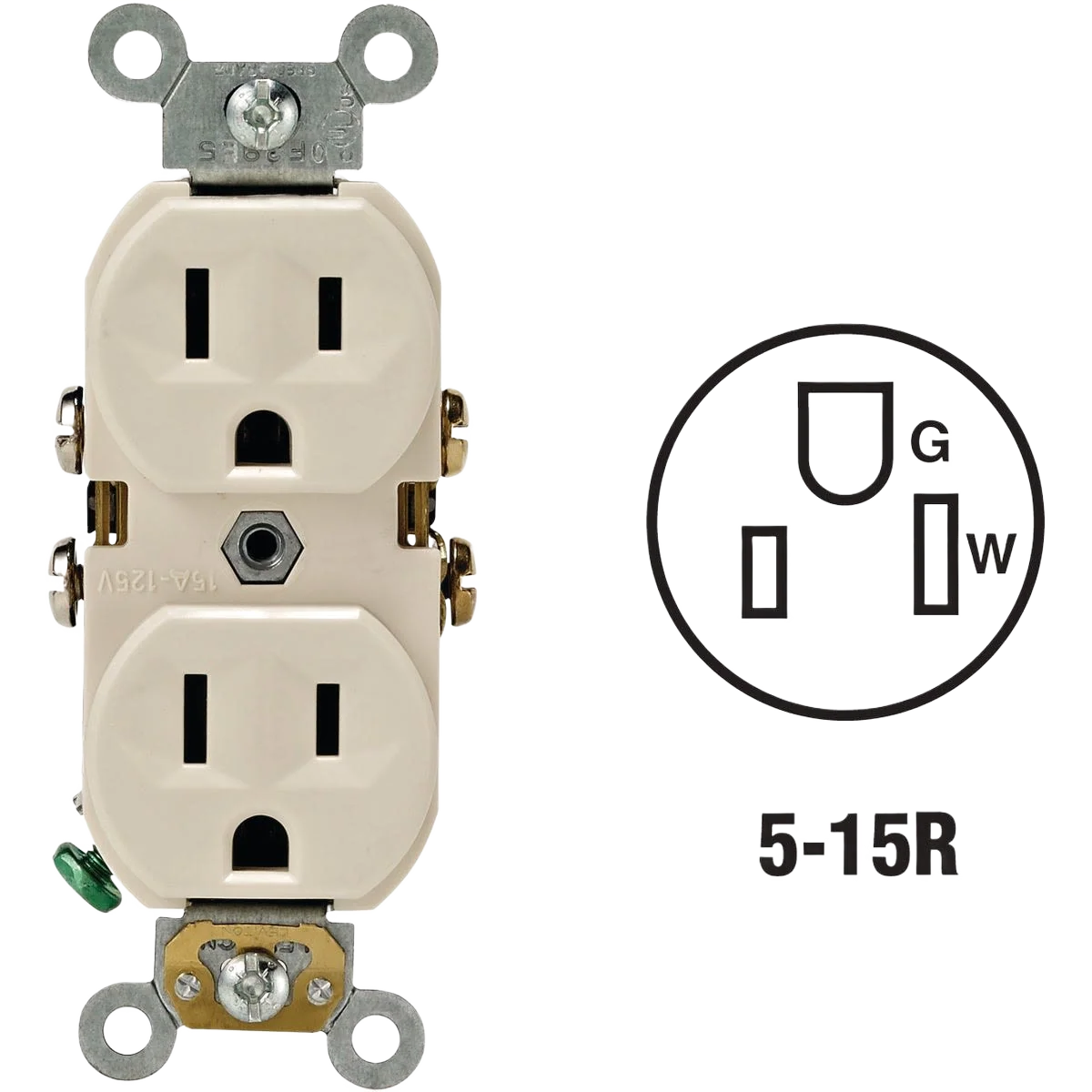Relaxed Leviton 15 Amp Light Almond Commercial Grade Duplex Outlet Reusable