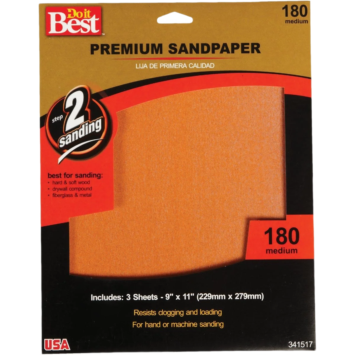 Long-Lasting Do it 9 x 11 180-Grit Fine Premium Plus Sandpaper 3-Pack Sustainable