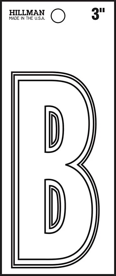 Durable Hillman 3 in . White Matte Vinyl Die Cut Sticker Thin Letter B Casual