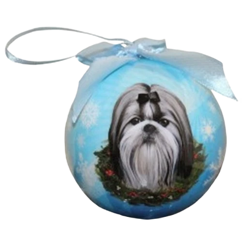 Casual E S Pets Black and White Shih Tzu Christmas Ball Ornament High-Performance