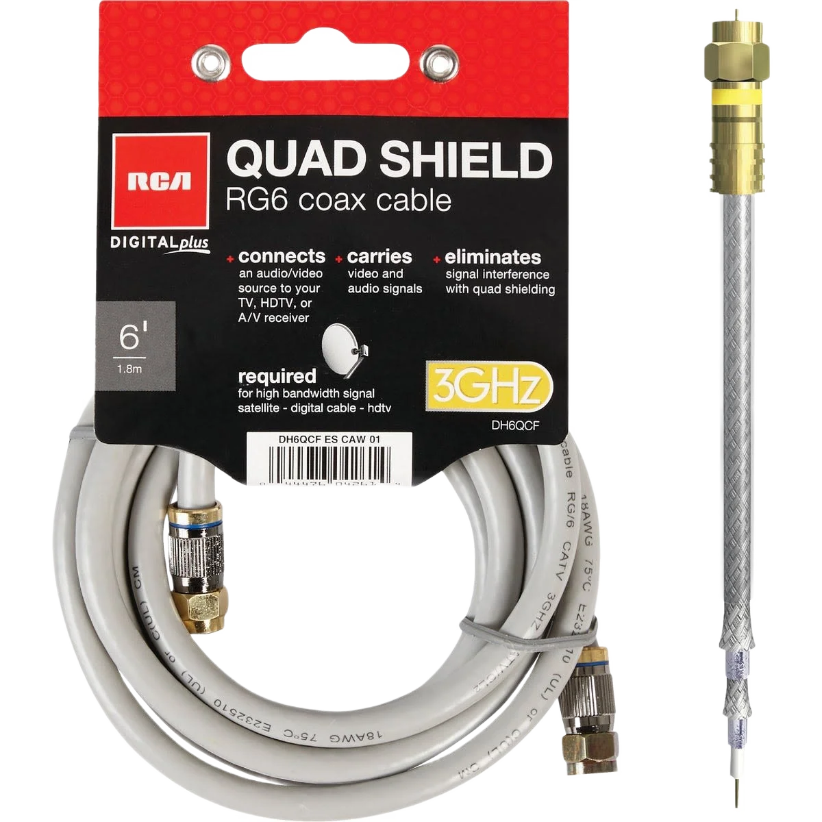 Proven RCA 6 Ft. Quad RG6 Coaxial Cable Superior