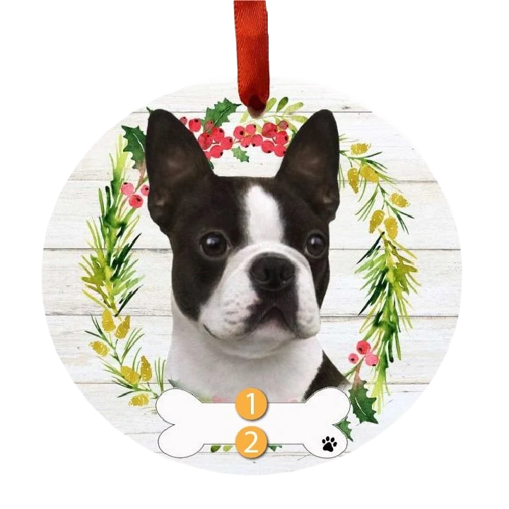 Selected E S Pets Personalized Boston Terrier Face Wreath Ornament Classic