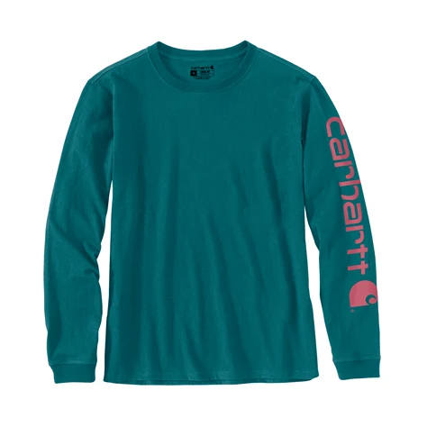Functional Carhartt Women’s XXL Shaded Spruce Long Logo Sleeve Graphic Shirt Long-Lasting