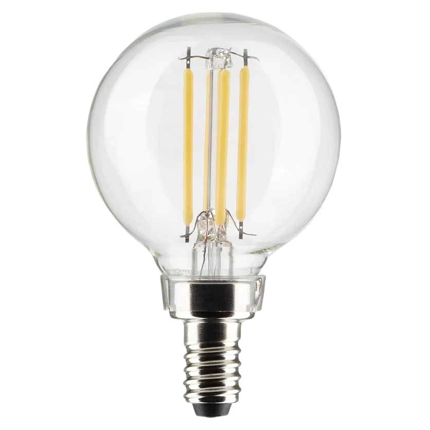 Crafted Satco 4 Watt G16.5 LED Clear Cool White Candelabra Base Light Bulb Original Design