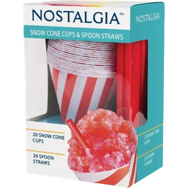 Luxury Nostalgia Snow Cone Cups Straws 20-Pack Elegant