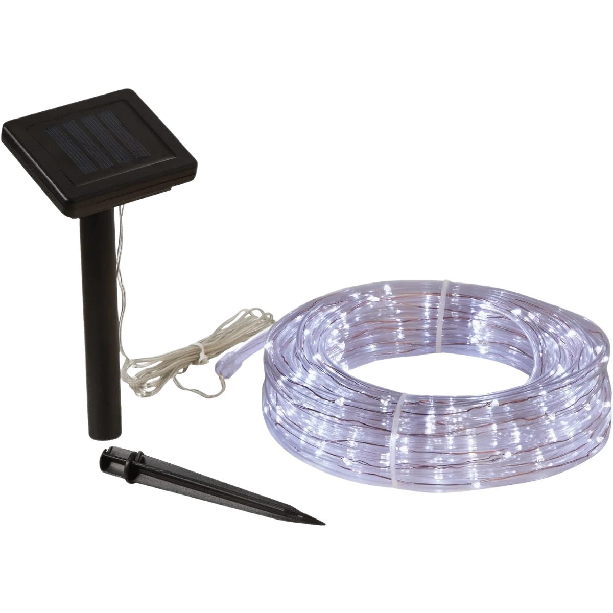 Reusable Outdoor Expressions 100 Light LED Cool White Solar Rope Light 28 ft. Breathable