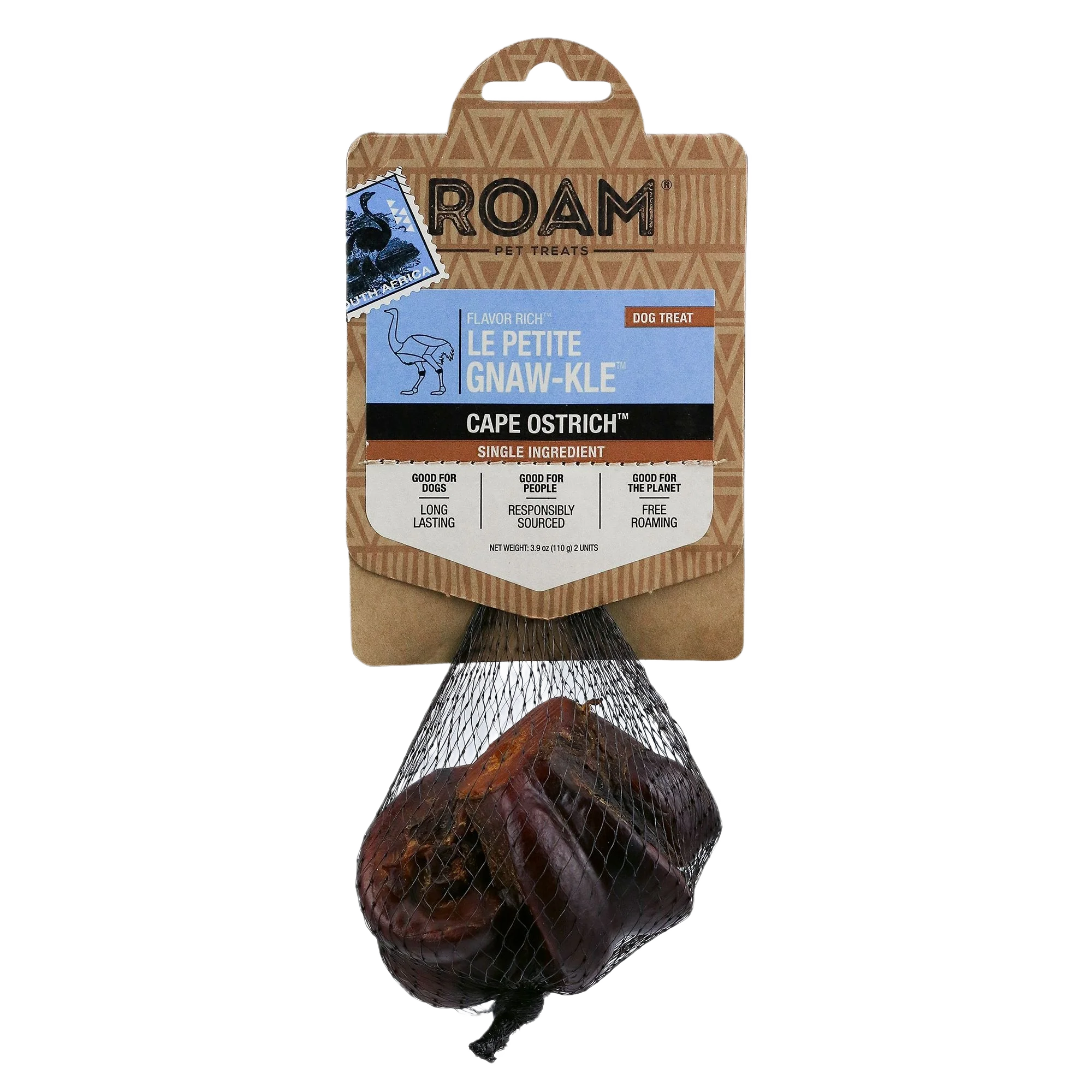 Environmentally Friendly Roam Cape Ostrich Le Petite Gnaw-Kle Dog Treats 2-Pack Comfortable