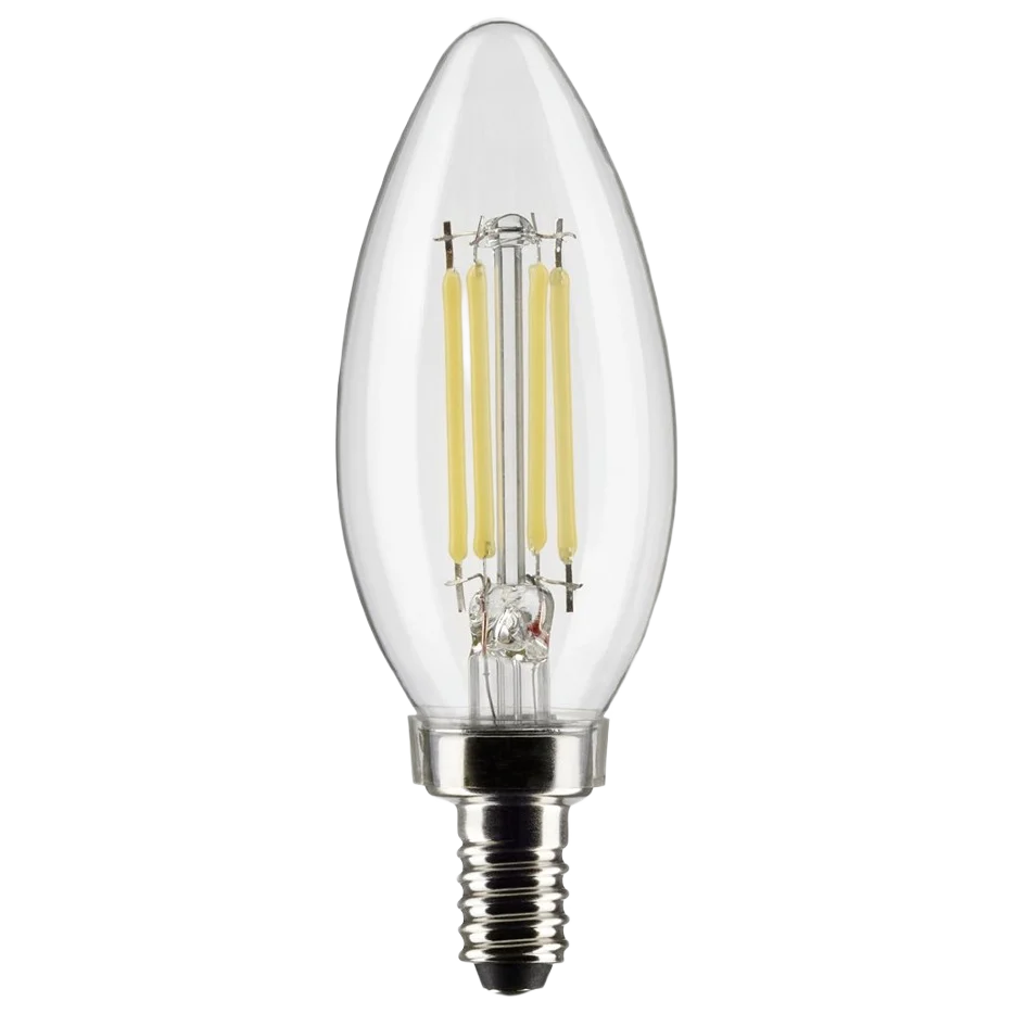 Trusted Satco 5.5 Watt B11 LED Clear Candelabra Base Light Bulb 2-Pack Practical