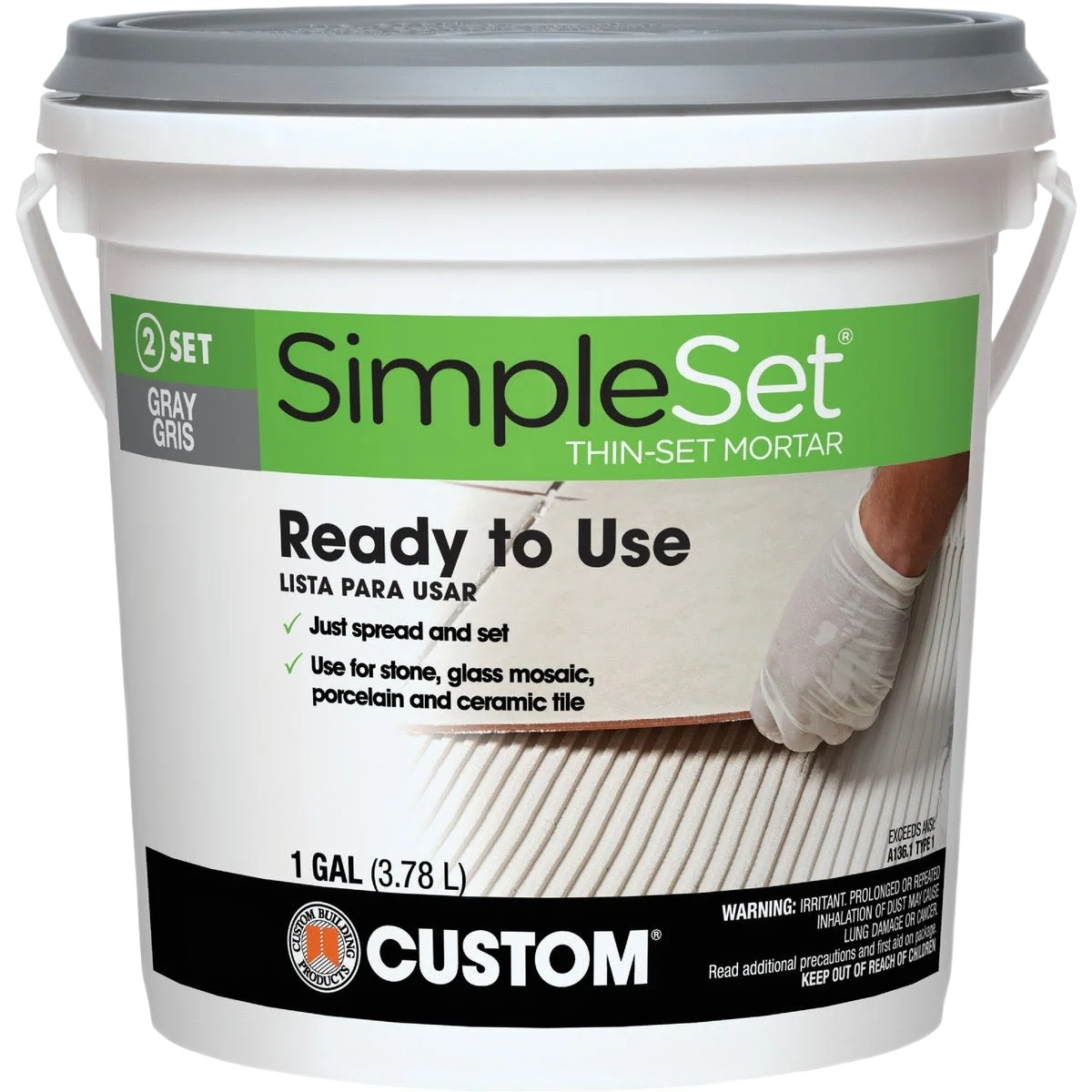 Reliable Custom Building Products Gray SimpleSet Pre-Mixed Thin-Set Mortar 1 gal. Certified