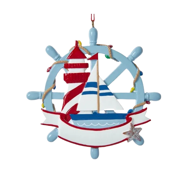 Minimalist Kurt S. Adler Personalized Nautical Sailboat Ornament Advanced