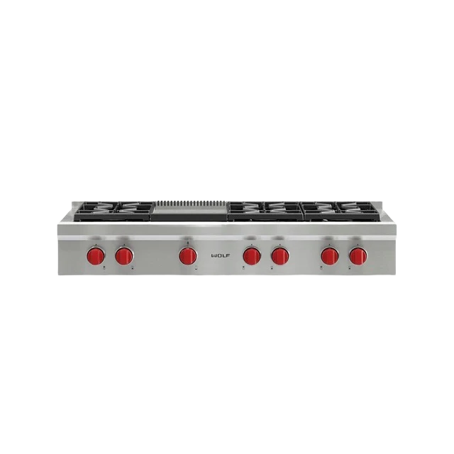 Lightweight Wolf 48 6 Burner Sealed Burner Rangetop and Infrared Griddle Long-Lasting