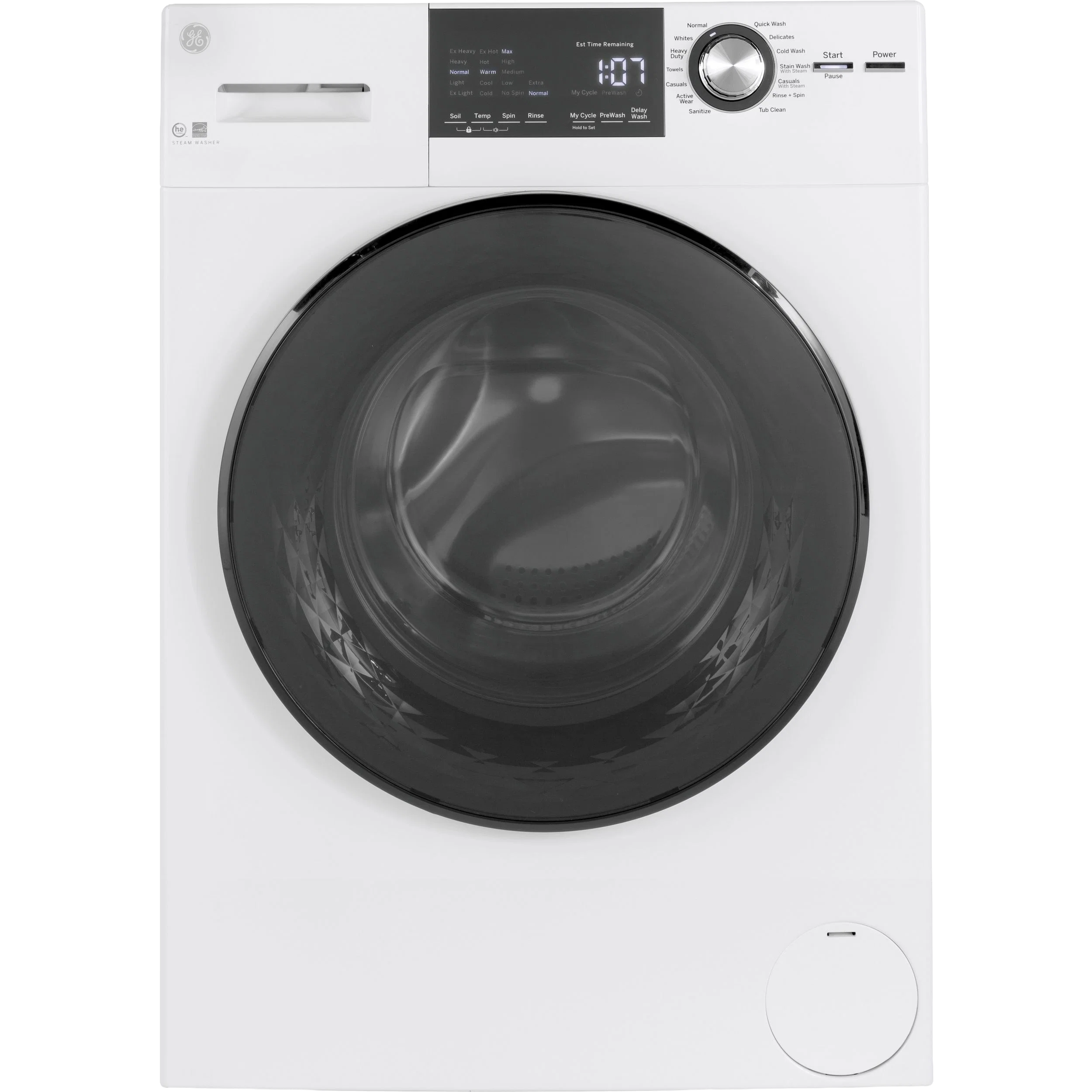 Elegant GE® ENERGY STAR® 24 2.4 Cu. Ft. Front Load Washer with Steam Durable