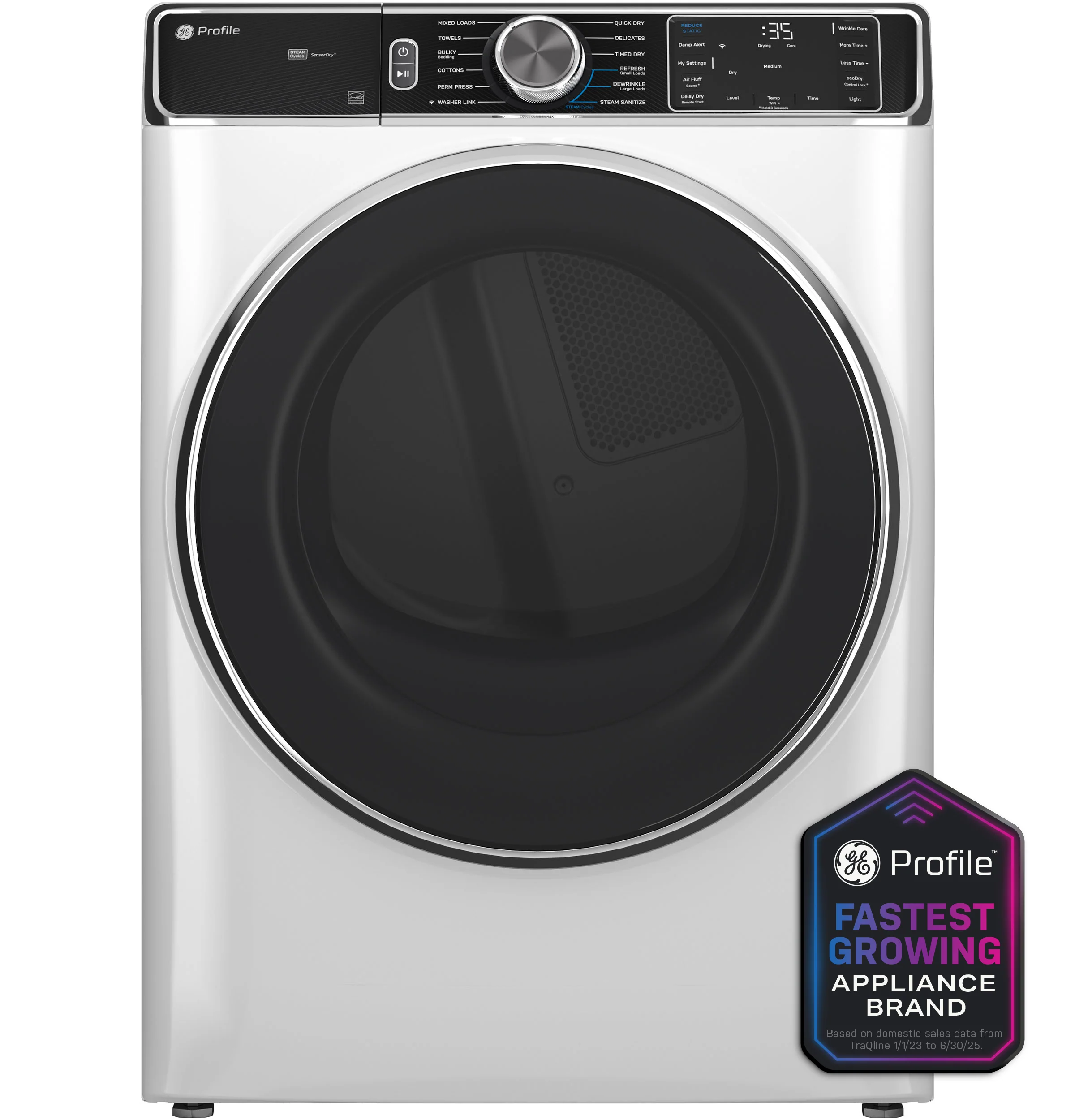 Professional GE Profile™ 7.8 cu. ft. Capacity Smart Front Load Gas Dryer with Steam and Sanitize Cycle Original Design