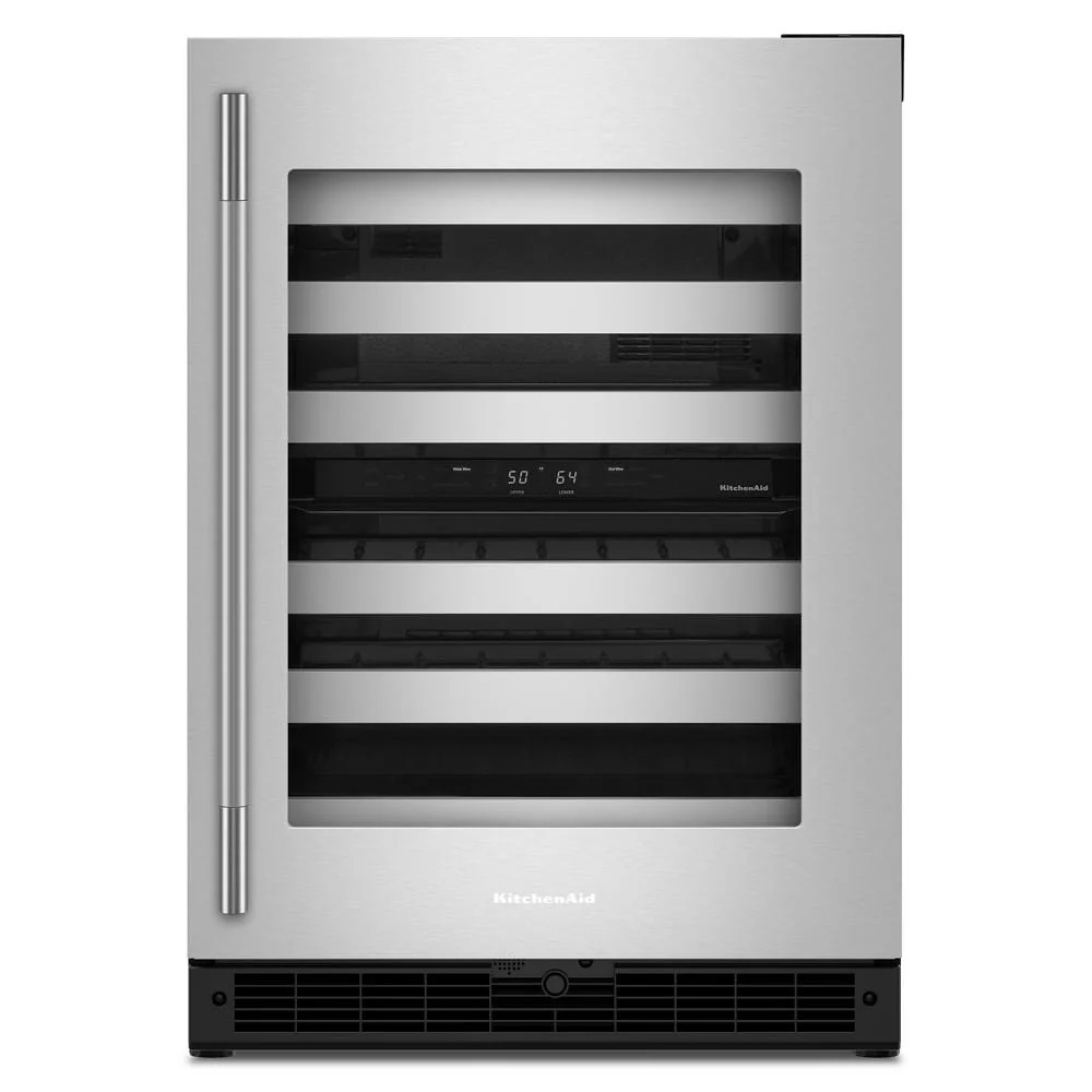 Elite 24-Inch Undercounter Wine Cellar with 46-Bottle Capacity and Metal-Front Racks in Stainless Steel Trendy