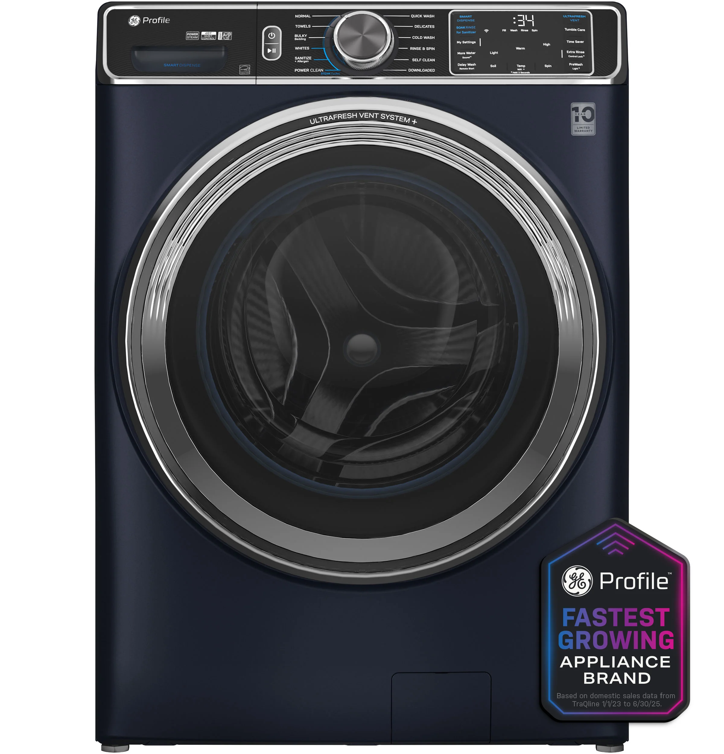 Casual GE Profile™ 5.3 cu. ft. Capacity Smart Front Load ENERGY STAR® Washer with UltraFresh™ Vent System with OdorBlock™ Green
