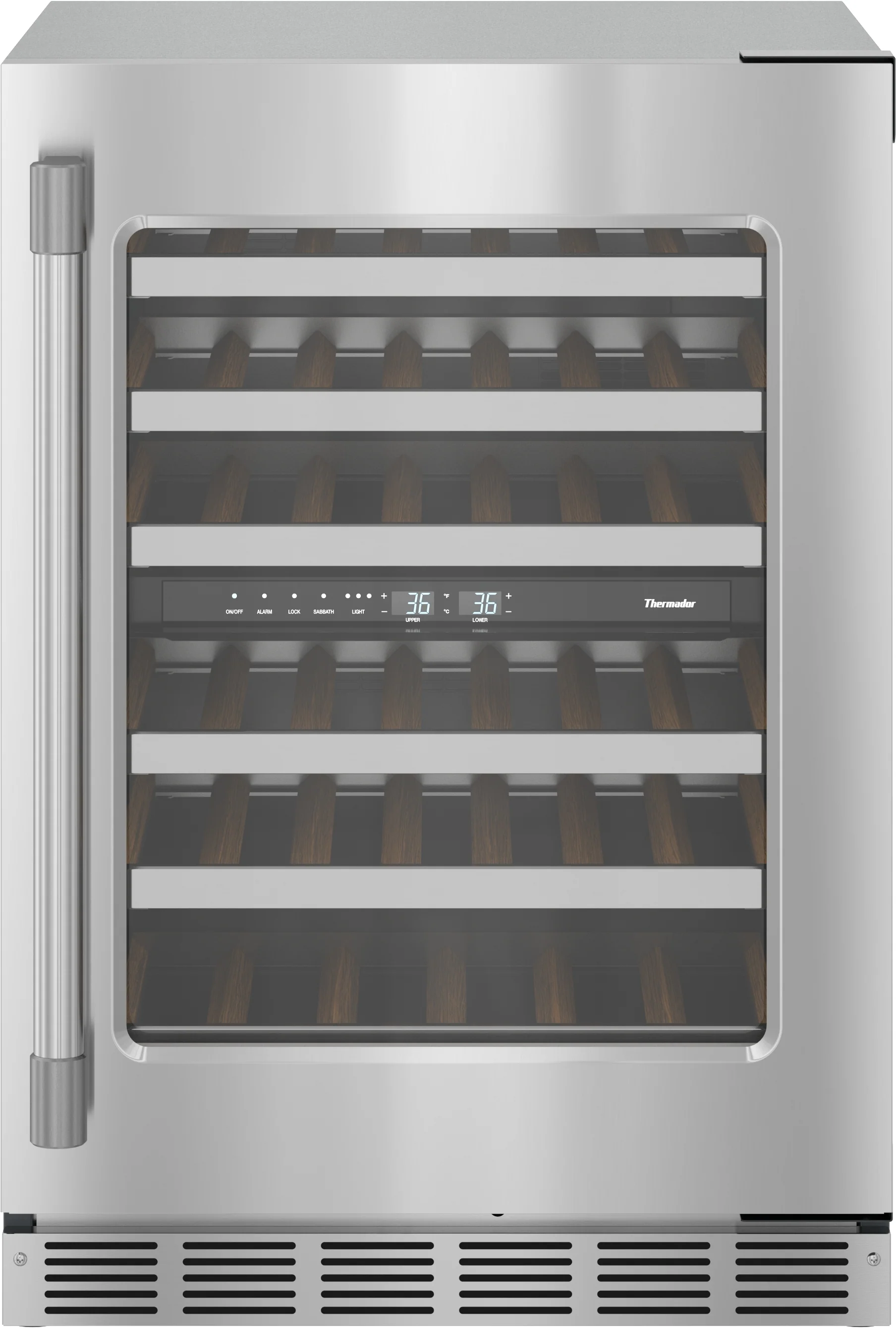 Safe dom® Under Counter Wine Cooler with Glass Door 24” Stainless Steel Right Hinge Fast