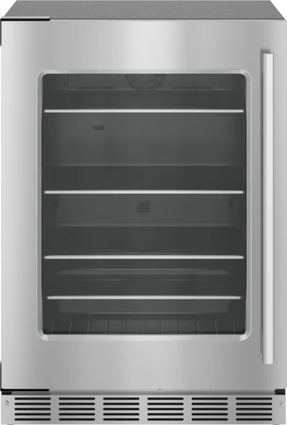 Pure dom® Under Counter Refrigerator with Glass Door 24” Stainless Steel Left Hinge Elegant