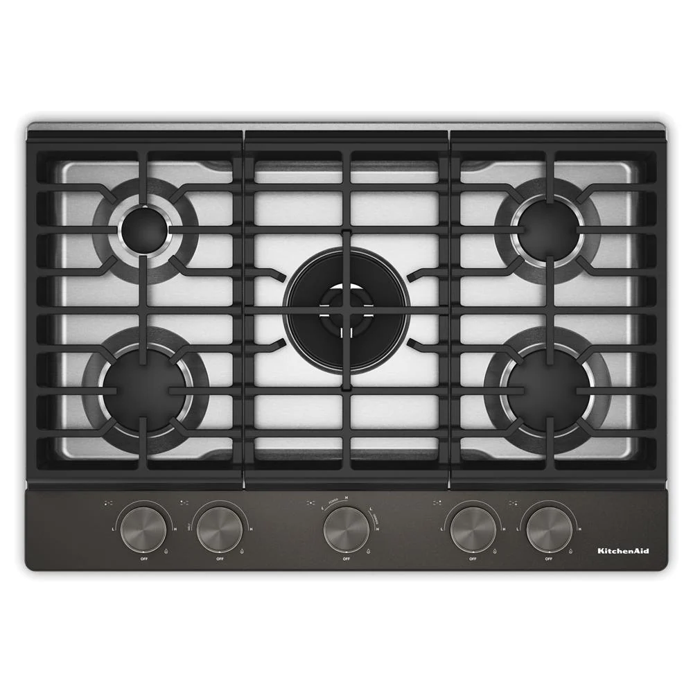 Unique KitchenAid® 30 in. Gas Cooktop with 5 Burners and Integrated Wok Grate Refined