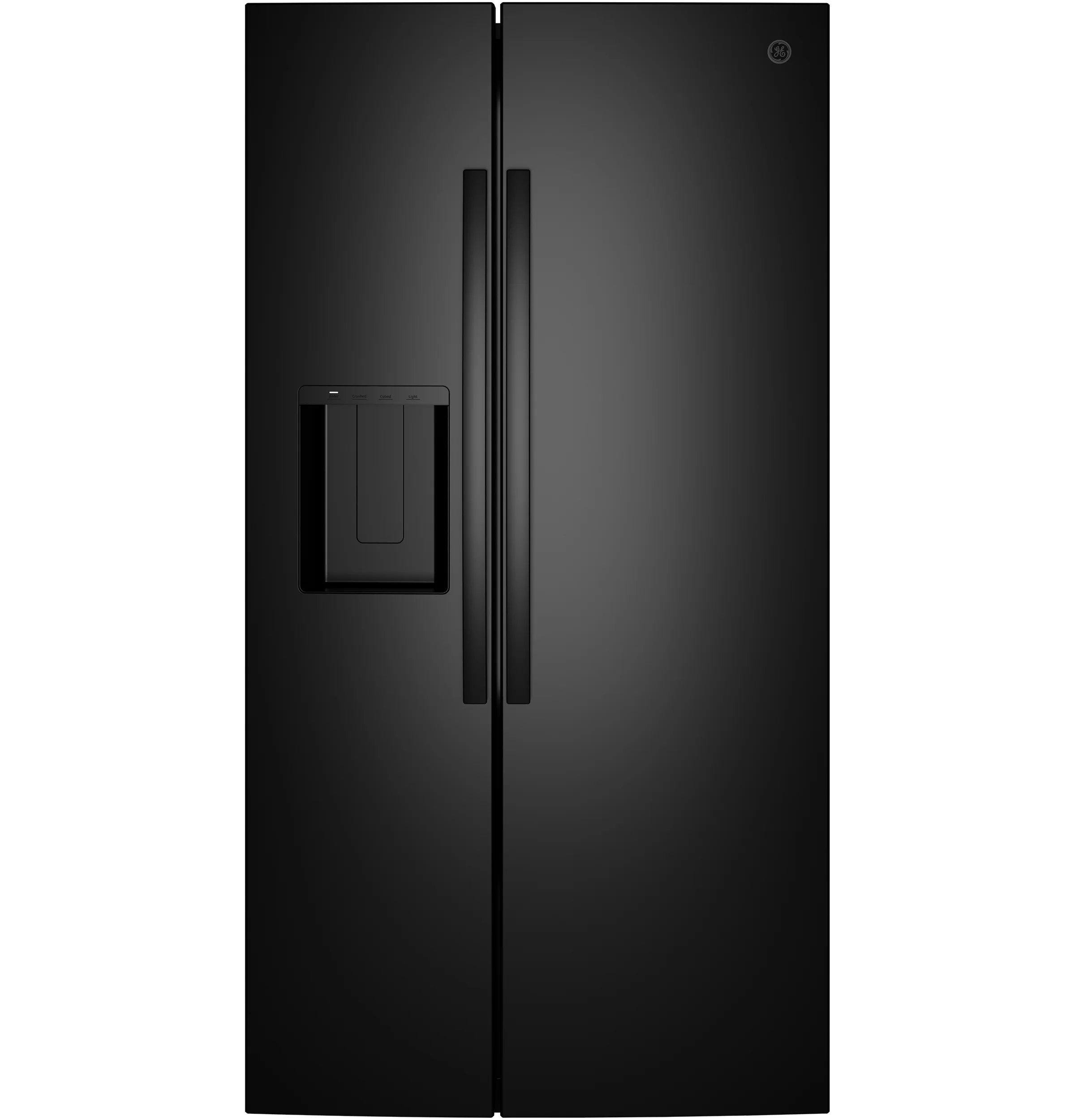 Carefully Designed GE® ENERGY STAR® 23.6 Cu. Ft. Counter-Depth Side-By-Side Refrigerator with Extra Tall Dispenser and In-Door Icemaker User-Friendly
