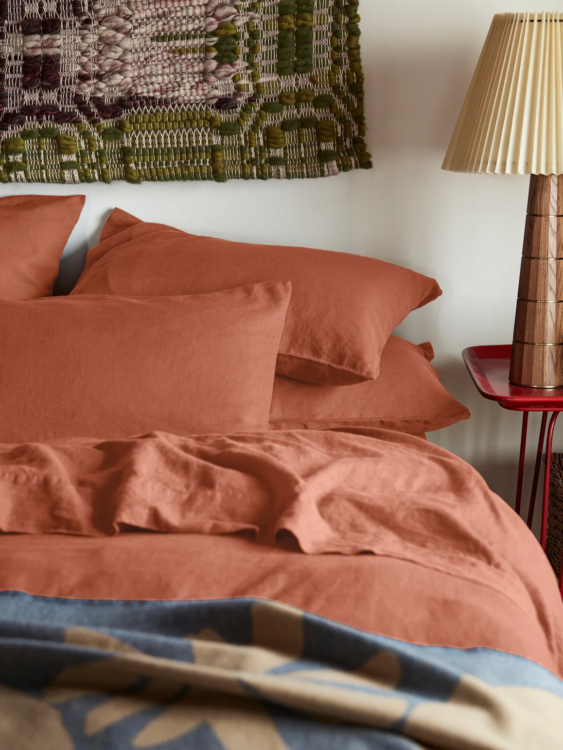 Clean Burnt Orange Linen Pillowcases Pair Fashionable