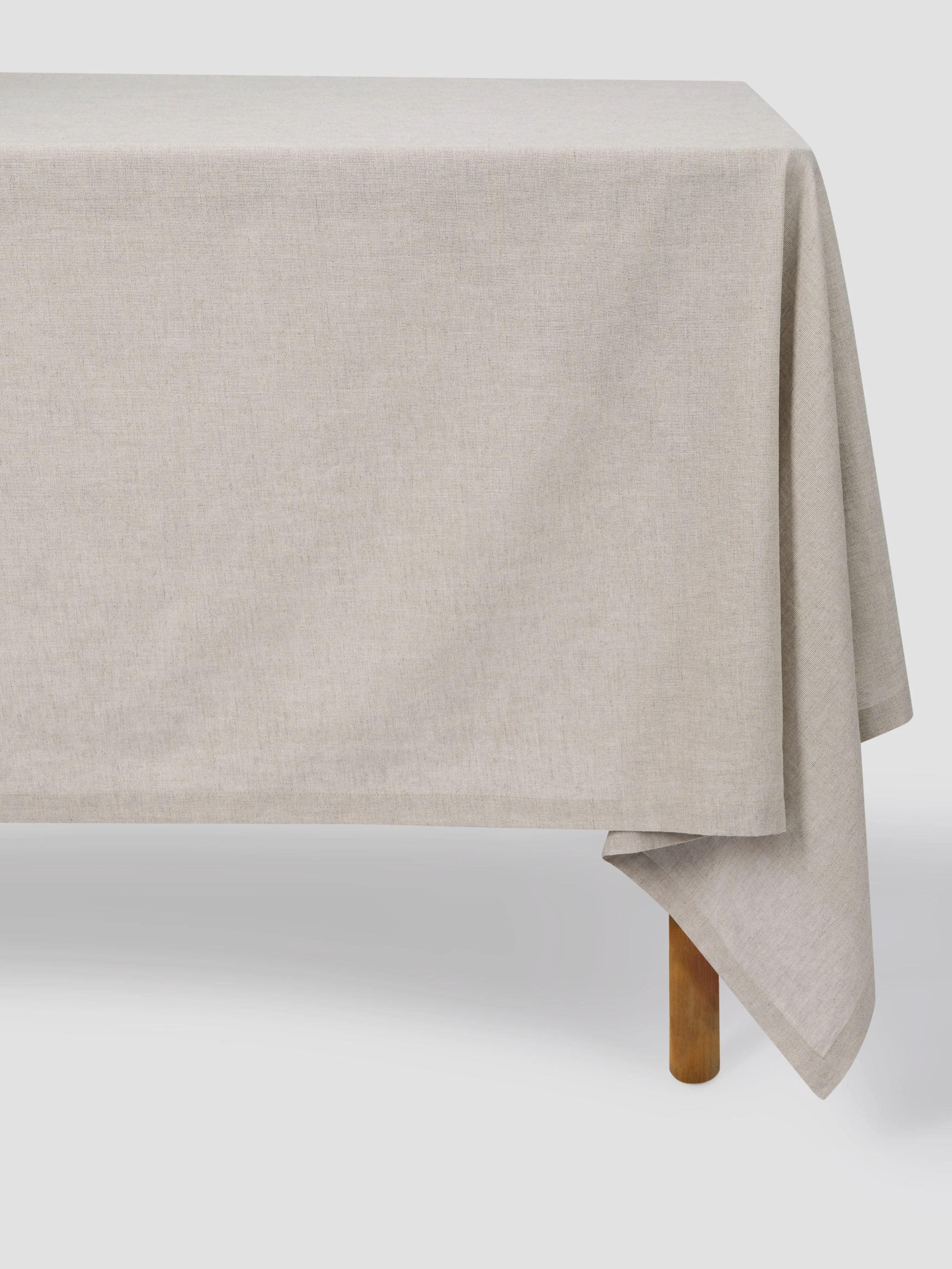 Authentic Oatmeal Linen Tablecloth Enhanced