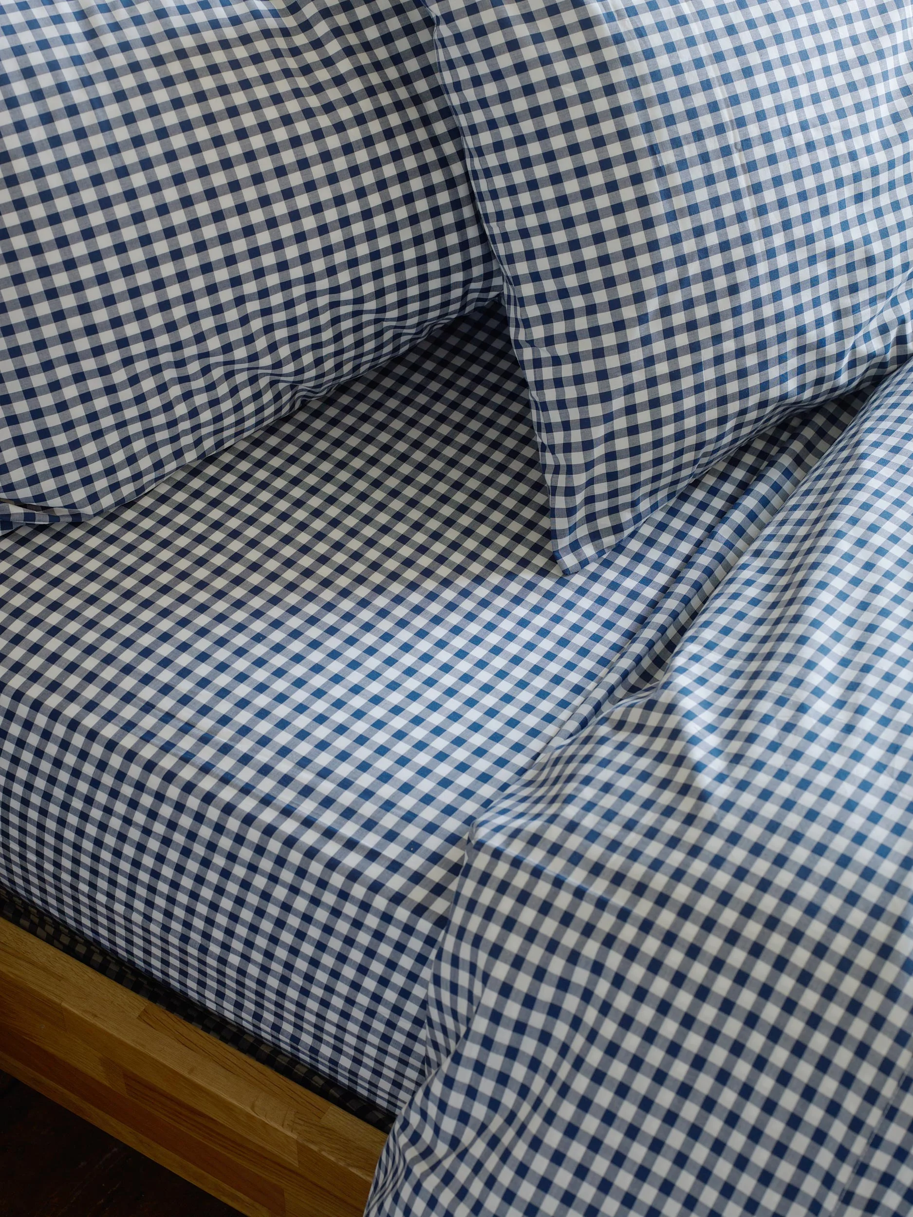 Casual Indigo Small Gingham Cotton Fitted Sheet Exceptional