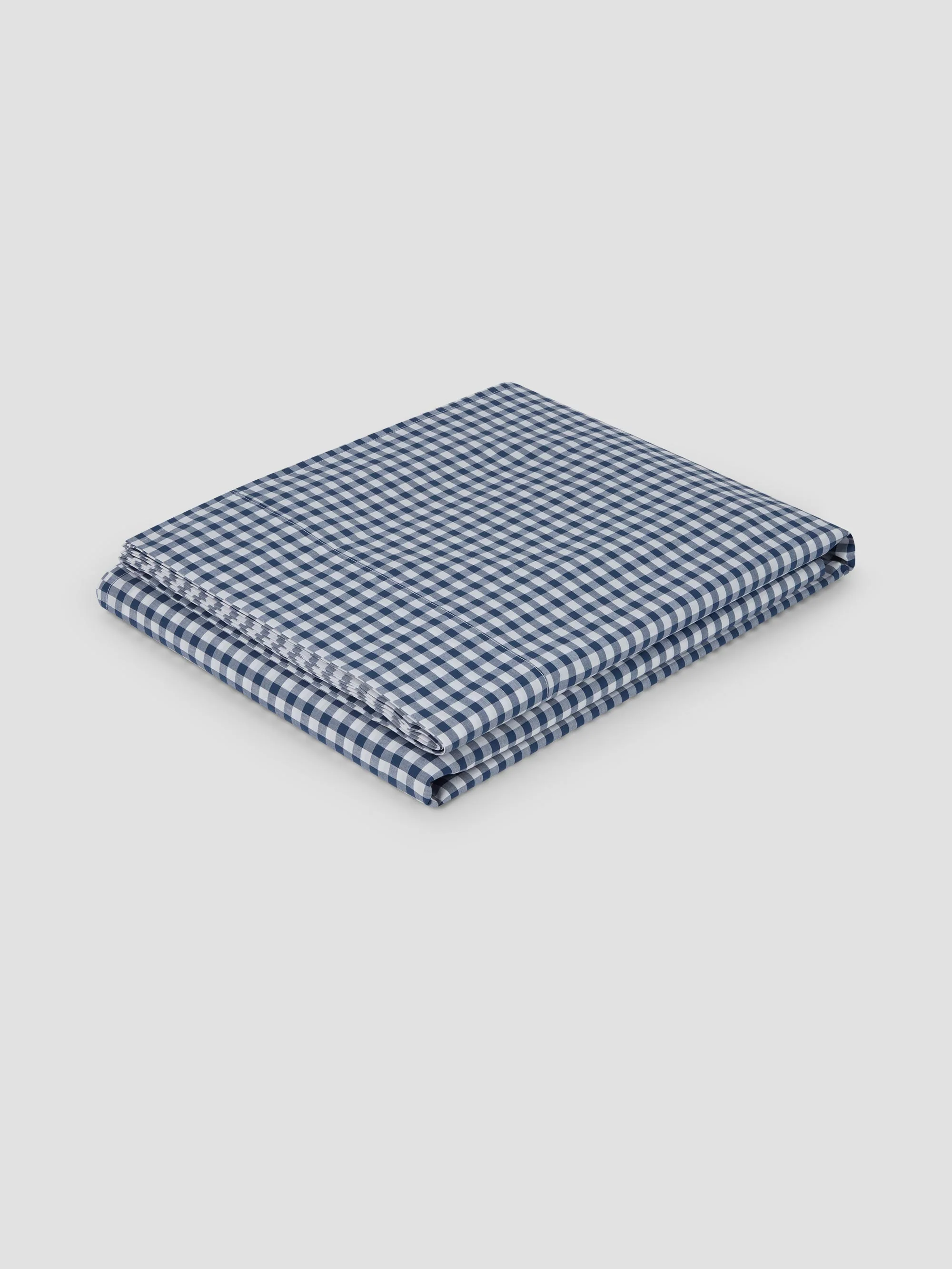 Official Indigo Small Gingham Cotton Flat Sheet Reusable