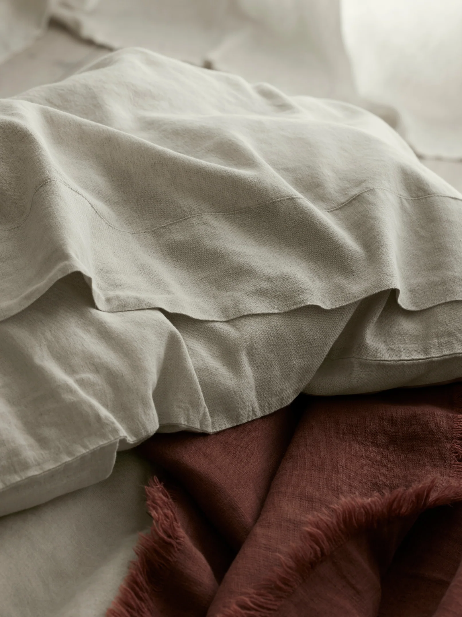 Specialty Oatmeal Linen Blend Flat Sheet Luxury