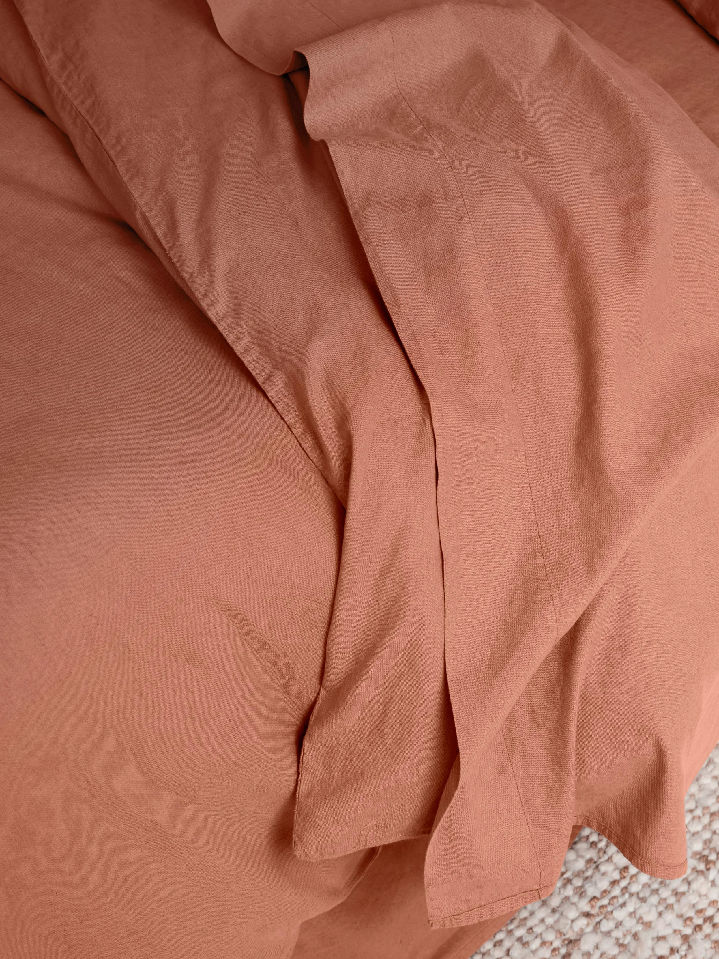 Sophisticated Warm Clay Linen Blend Flat Sheet Easy-to-Use