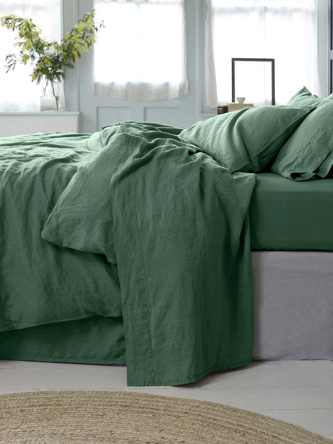 Safe Elm Green Linen Blend Flat Sheet Easy-to-Use