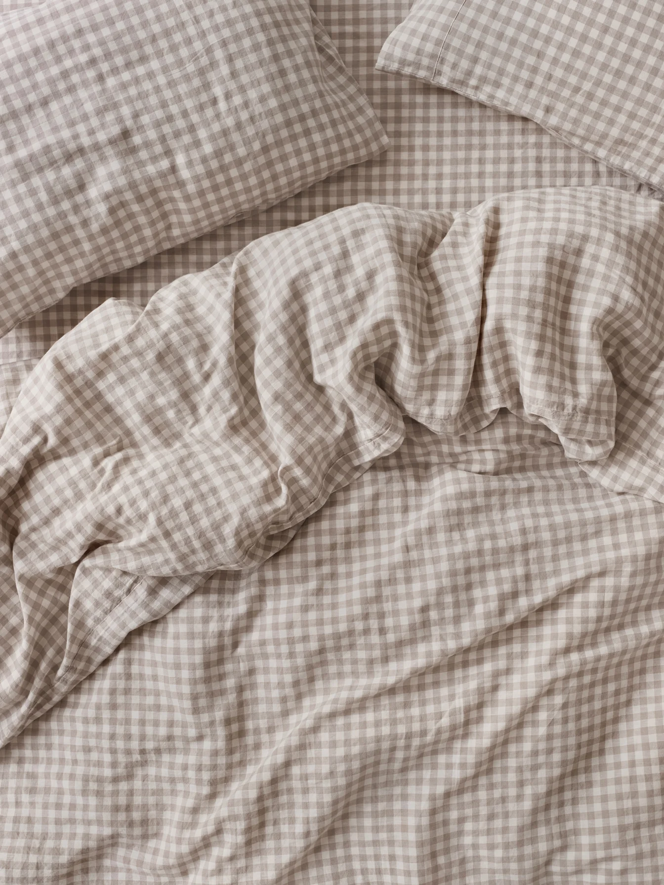 Excellent Mushroom Gingham Linen Blend Duvet Cover Refined