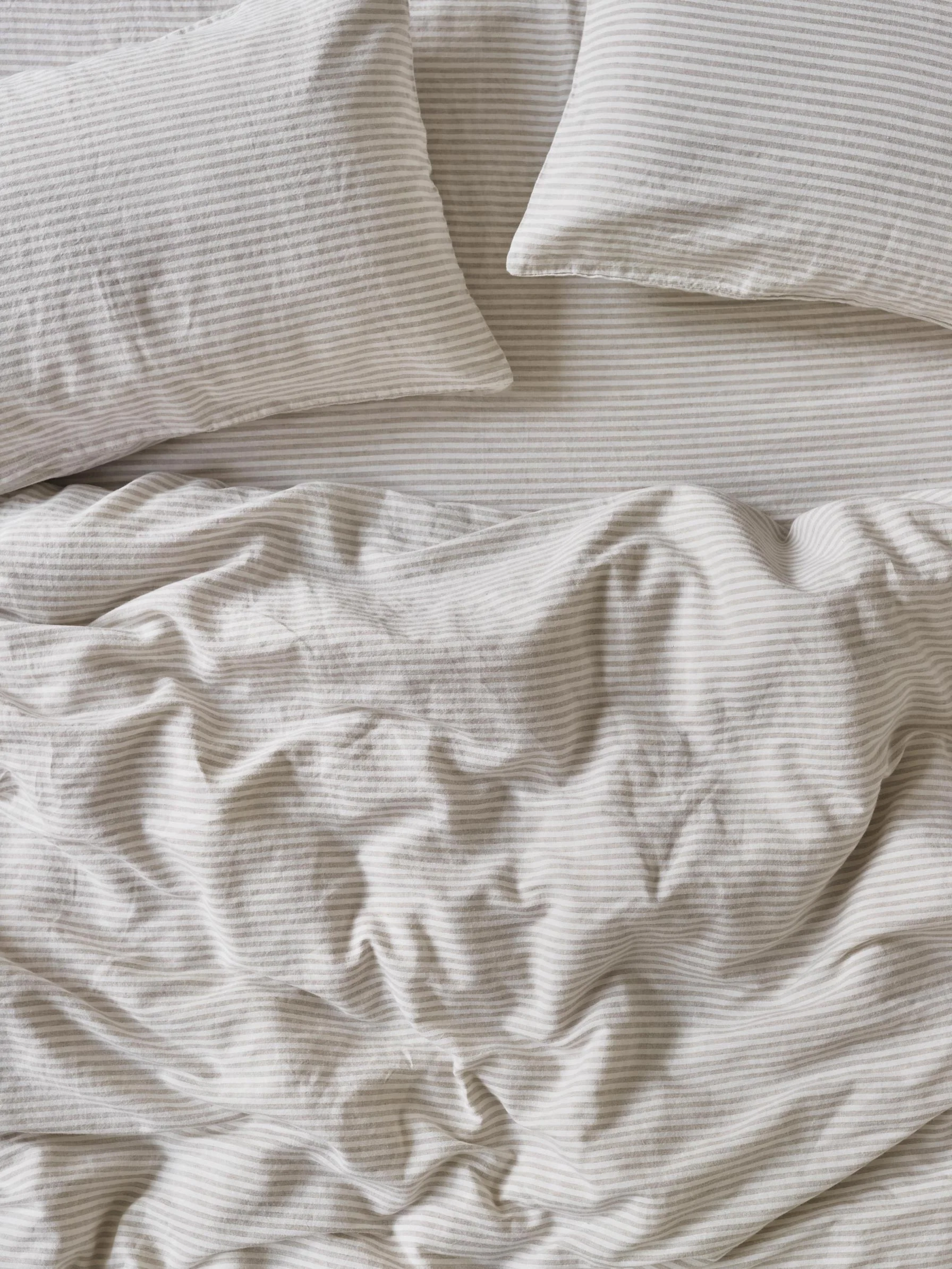 Sophisticated Oatmeal Stripe Linen Blend Duvet Cover Easy-to-Use