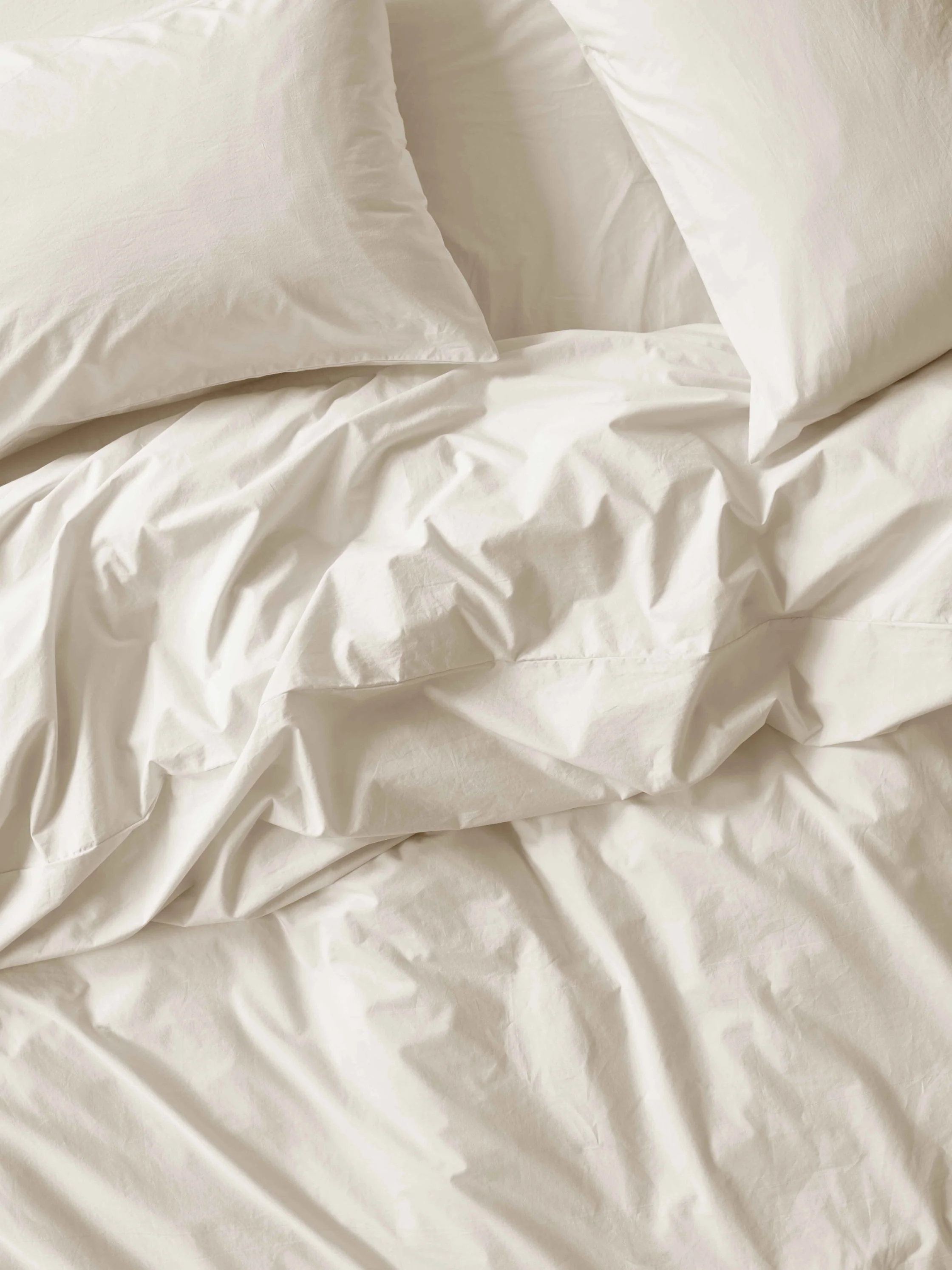 Excellent Mindful Cream Washed Cotton Percale Duvet Cover Outstanding