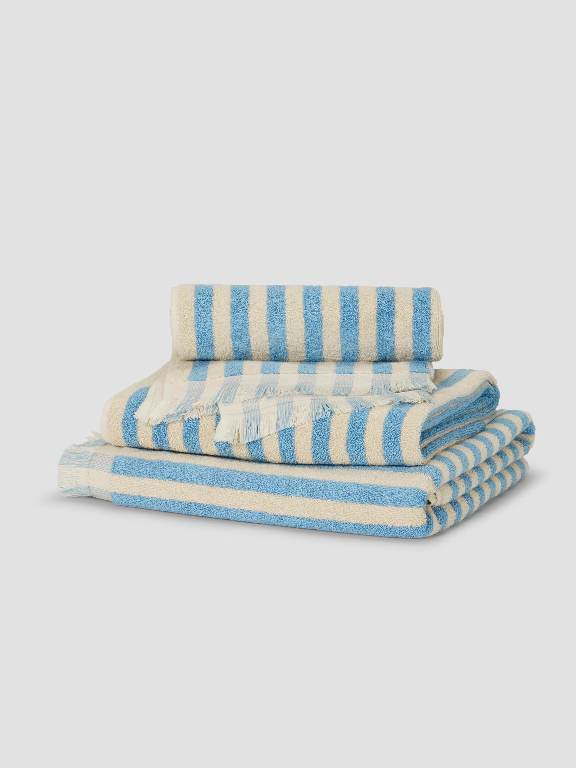 High-Grade Coastal Blue Pembroke Stripe Cotton Towels Outstanding
